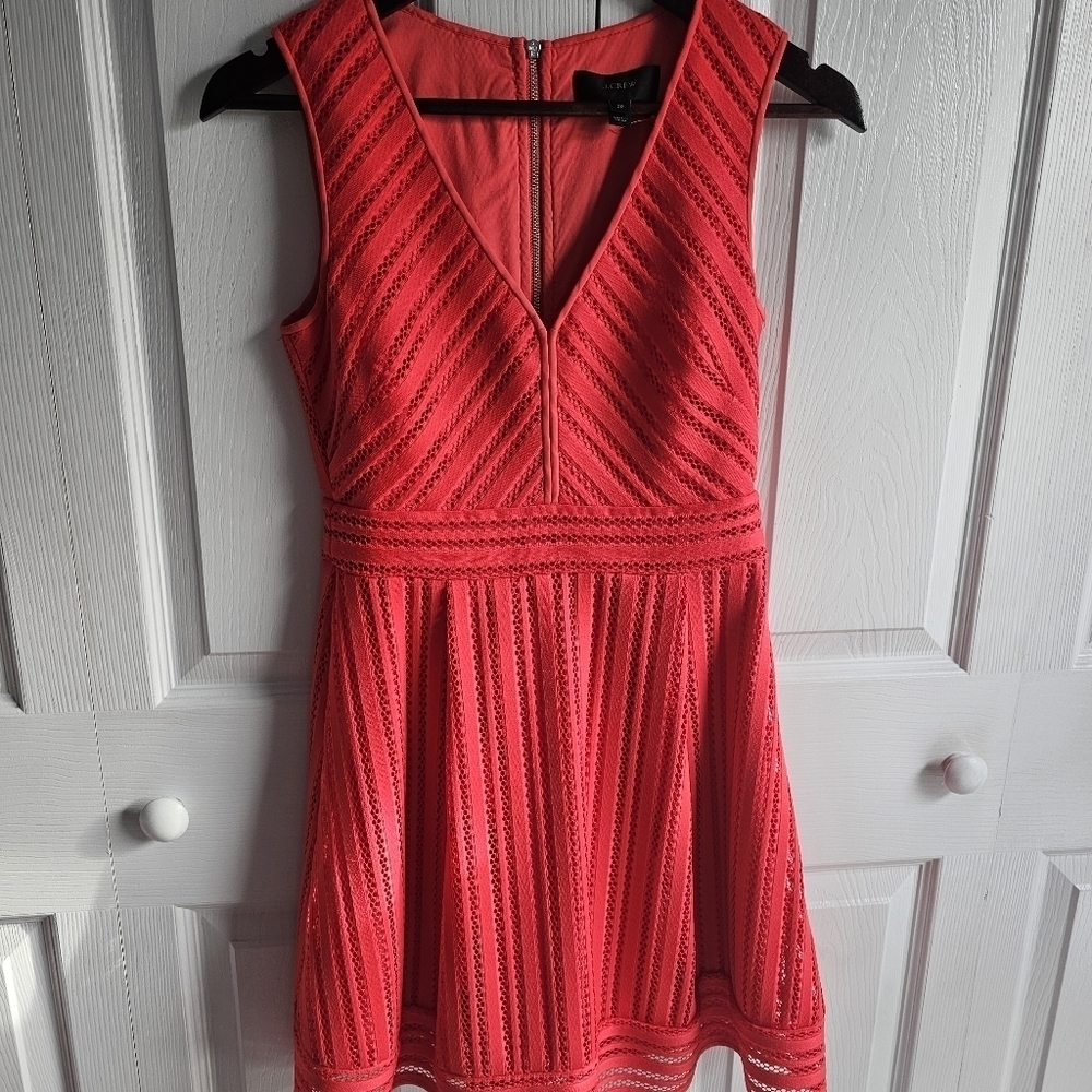 J. CREW Red Orange Lace Fit&Flare Mini Dress, Size 2P